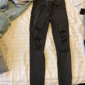 Black/Grey distressed Jeggings